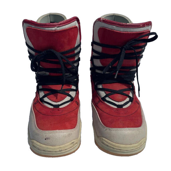 Burton Freeride Lace Up Snowboard Boots Mens Size 8 Red Gray White - Picture 2 of 9